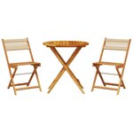 vidaXL Ensemble de bistro 3 Pièces beige polypropylène et bois massif