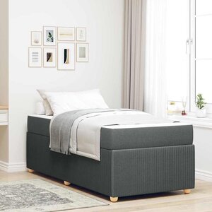 vidaXL Cadre de lit avec matelas Gris foncé 80 x 200 cm tissu