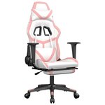 vidaXL Chaise de jeu avec repose-pied Blanc et rose Similicuir