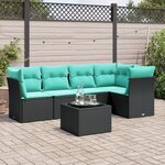 vidaXL Salon de jardin 6 Pièces avec coussins noir résine tressée
