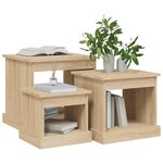 vidaXL Tables basses 3 Pièces chêne sonoma bois d'ingénierie