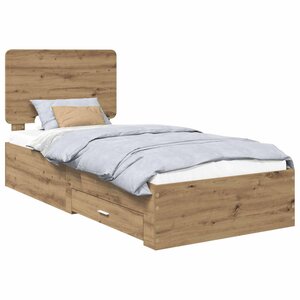 vidaXL Cadre de lit Chêne artisanal 90 x 190 cm Bois d'ingénierie