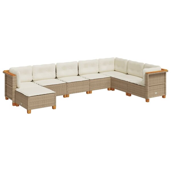 vidaXL Salon de jardin avec coussins 8 Pièces beige résine tressée