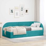 vidaXL Cadre de lit d'angle avec matelas 2 Pièces Turquoise Velours