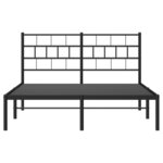 vidaXL Cadre de lit métal avec tête de lit noir 135x190 cm