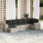 vidaXL Salon de jardin avec coussins 7 Pièces gris clair résine tressée