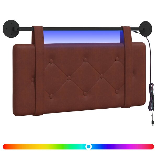 vidaXL Tête de lit suspendue Brun Brillant PU antique