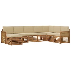 vidaXL Ensemble de canapés d'extérieur avec coussin 6 Pièces Naturel