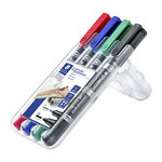 Marqueur permanent Lumocolor® Duo pointes ogives fine et moyenne (0,6 mm et 1,5 mm) couleurs assorties lot de 4