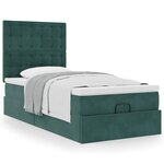 vidaXL Cadre de lit ottoman avec matelas vert foncé 100x200 cm velours