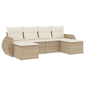 vidaXL Salon de jardin avec coussins 6 Pièces beige résine tressée