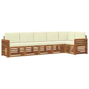 vidaXL Ensemble de canapés d'extérieur 6 pc Naturel et Crème Polyester
