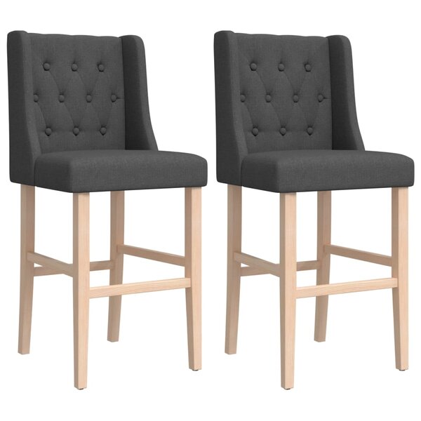 vidaXL Chaises de bar lot de 2 bois massif d'hévéa et tissu