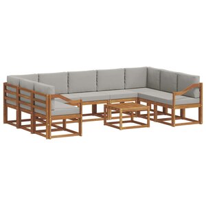 vidaXL Ensemble de canapés d'extérieur 10 pc Gris Naturel et Clair
