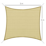 Voile d'ombrage carré 3 x 3 m polyéthylène haute densité résistant aux uv coloris sable