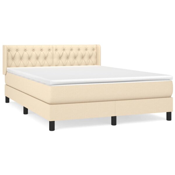 vidaXL Sommier à lattes de lit avec matelas Crème 140x200 cm Tissu