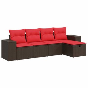 vidaXL Salon de jardin avec coussins 5 Pièces marron résine tressée