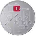 Pièce de monnaie 5 euro Italie 2020 argent BU – Olivetti Lettera 22 (rouge)