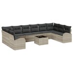 vidaXL Ensemble de jardin 11 pièces avec coussins en rotin poly gris