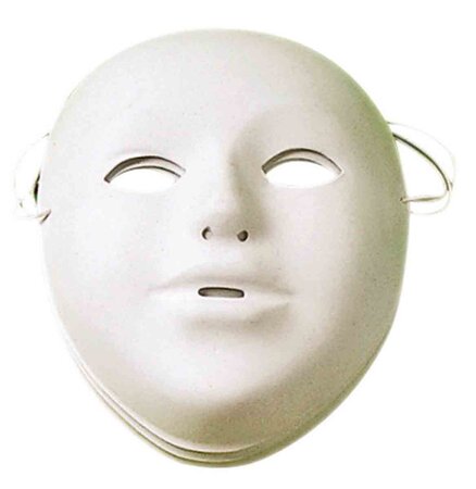 Masques enfant en plastique blanc 15 x 18 cm x 5 pièces
