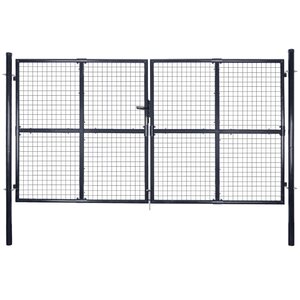 vidaXL Portail en maille de jardin Acier galvanisé 289x200 cm Gris