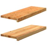 vidaXL Marches d'escalier 2 Pièces marron clair 70x25x2 cm chêne massif