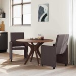 vidaXL Chaises de Salle à Manger avec Roues 2 Pièces Marron foncé