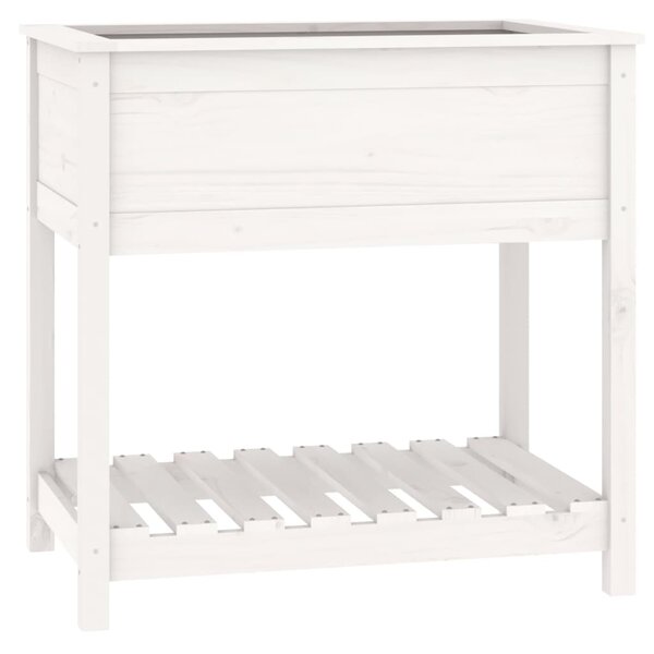 vidaXL Jardinière avec étagère Blanc 82 5x54x81 cm Bois massif de pin