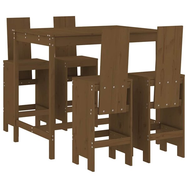 vidaXL Ensemble de bar de jardin 5 Pièces marron miel bois de pin massif