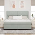 Lit à ressorts vidaXL avec matelas et lumière LED Gris clair 180x200 cm Velours