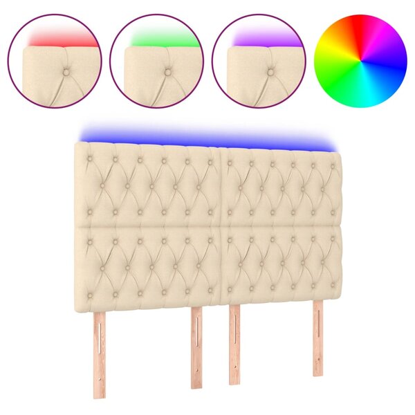 vidaXL Tête de lit à LED Crème 144x7x118/128 cm Tissu