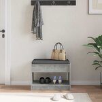 vidaXL Banc d'entrée avec coussin Gris Béton 63 x 38 x 45 cm