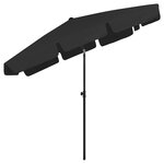 vidaXL Parasol de plage noir 200x125 cm
