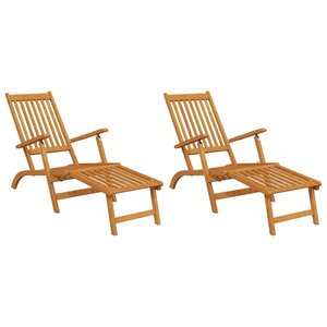 vidaXL Chaise longue d'extérieur repose-pieds lot de 2 Acacia solide