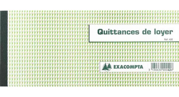 Carnet à souche 'Quittances de loyer' 135 x 185 mm 50 Feuillets EXACOMPTA