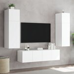 vidaXL Meuble TV mural avec lumières LED blanc 60x35x31 cm