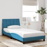 vidaXL Cadre de lit avec lumières LED bleu 100x200 cm velours