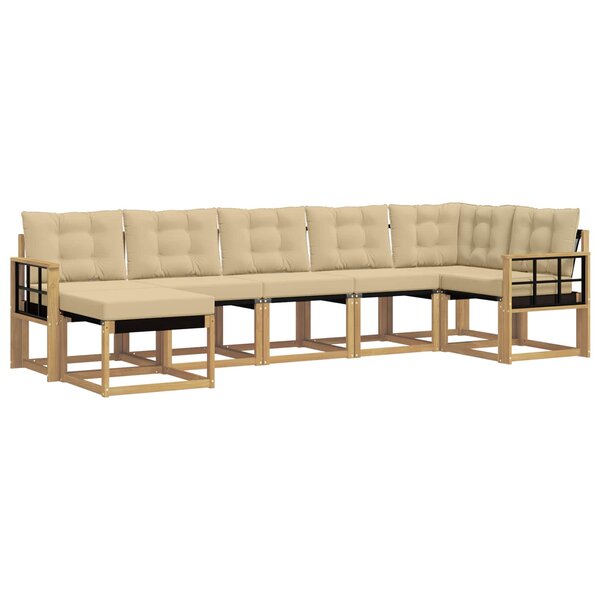 vidaXL Ensemble de canapés d'extérieur 7 Pièces Blanc et Beige