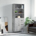 vidaXL Buffet haut Gris béton 69 5x34x180 cm Bois d'ingénierie