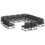 vidaXL Ensemble de canapé de jardin avec coussin 13 Pièces Noir Aluminium