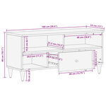 vidaXL Meuble TV 100x33x46 cm bois massif de manguier