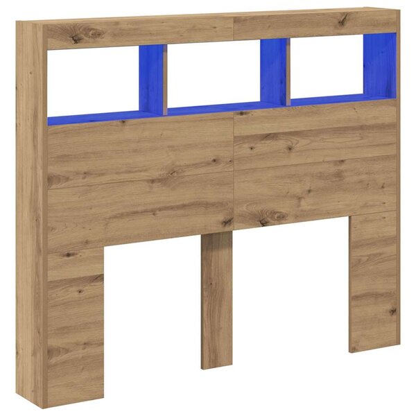 vidaXL Cabinet de Tête de Lit avec LED avec étagère chêne artisanal
