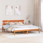 vidaXL Cadre de lit marron ciré 200x200 cm avec tête de lit en bois massif de pin