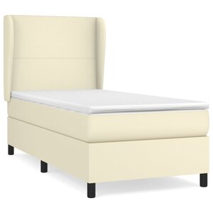 vidaXL Sommier à lattes de lit avec matelas Crème 100x200cm Similicuir