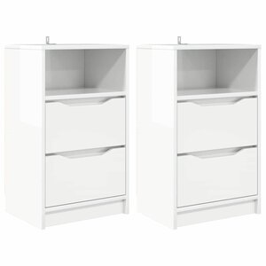 vidaXL Tables de chevet 2 Pièces Blanc brillant 40 x 30 x 467 cm