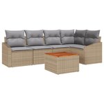 vidaXL Ensemble de salon de jardin 6 pièces avec coussins beige en rotin synthétique