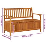 vidaXL Banc de rangement de jardin 120 cm bois d'acacia solide