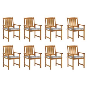vidaXL Chaises de jardin avec coussins lot de 8 Bois d'acacia solide