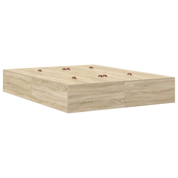 vidaXL Cadre de lit de rangement en chêne Sonoma 150x200 cm