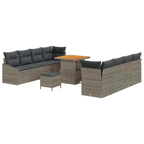 vidaXL Ensemble de canapé de jardin 11 Pièces Gris Poly rotin